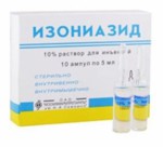 Изониазид, раствор для инъекций и ингаляций 100 мг/мл 5 мл 10 шт ампулы